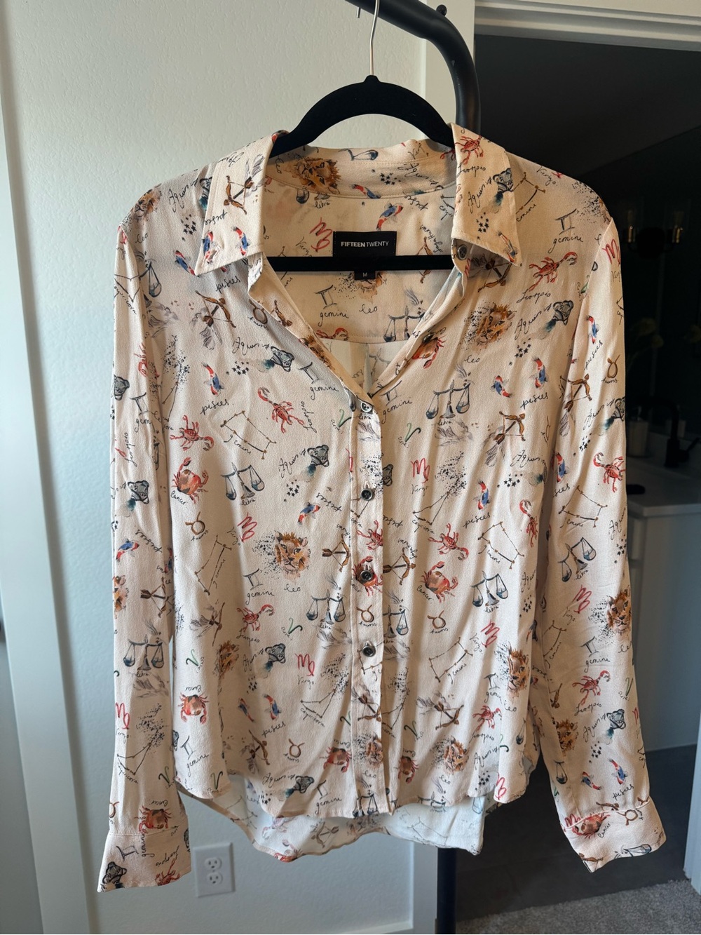 Fifteen Twenty Cream Blouse with Multi-Color Zodiac Motif
